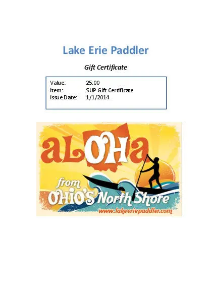$25 E-Gift Card For Stand-Up Paddleboarding 1