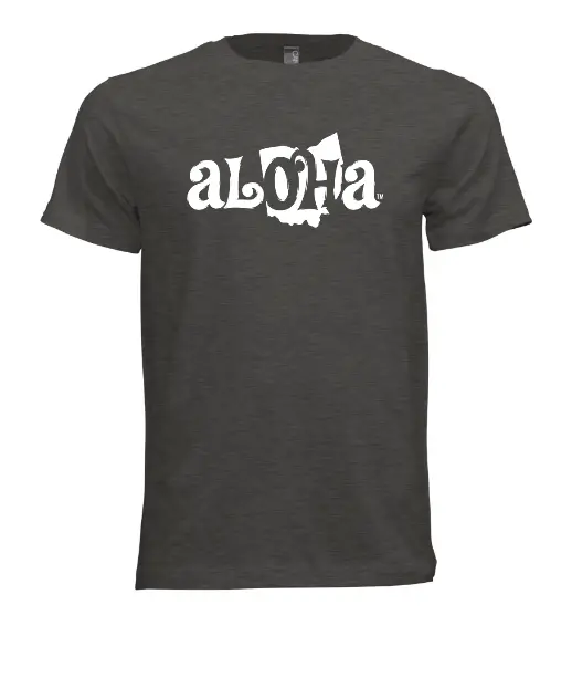 Aloha Oh Unisex Fitted Tee – Heather Gray With Crisp White Logo 1