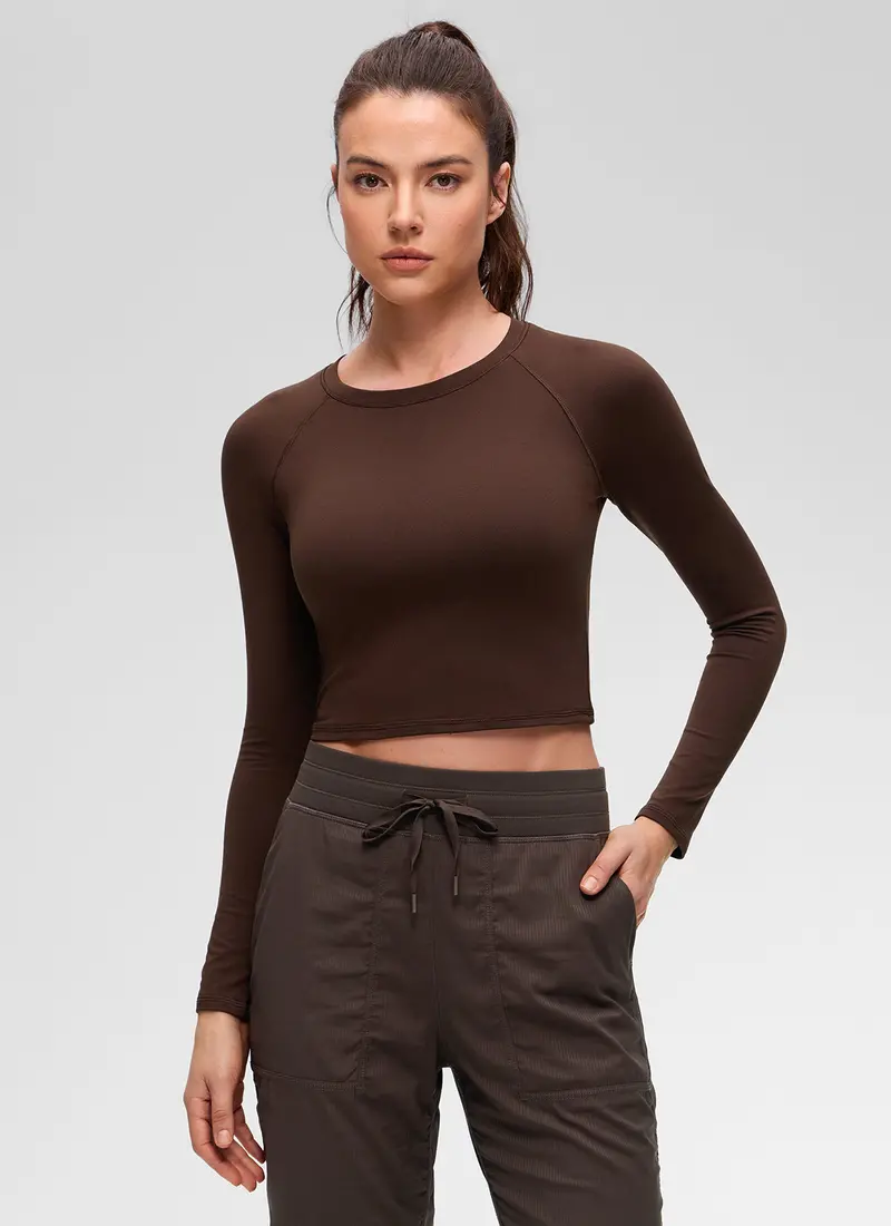 Brushed-Finish Raglan Long-Sleeve Crewneck Top 1