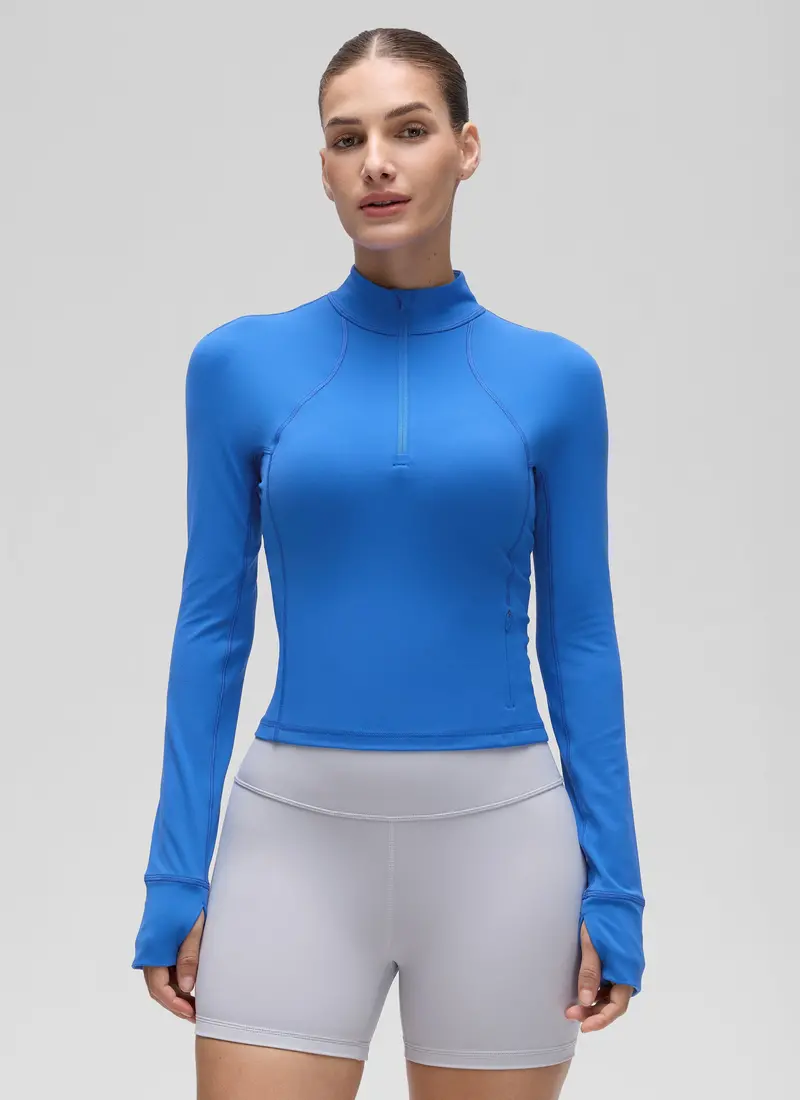 Butterluxe Cropped Half-Zip Long Sleeve Top 1