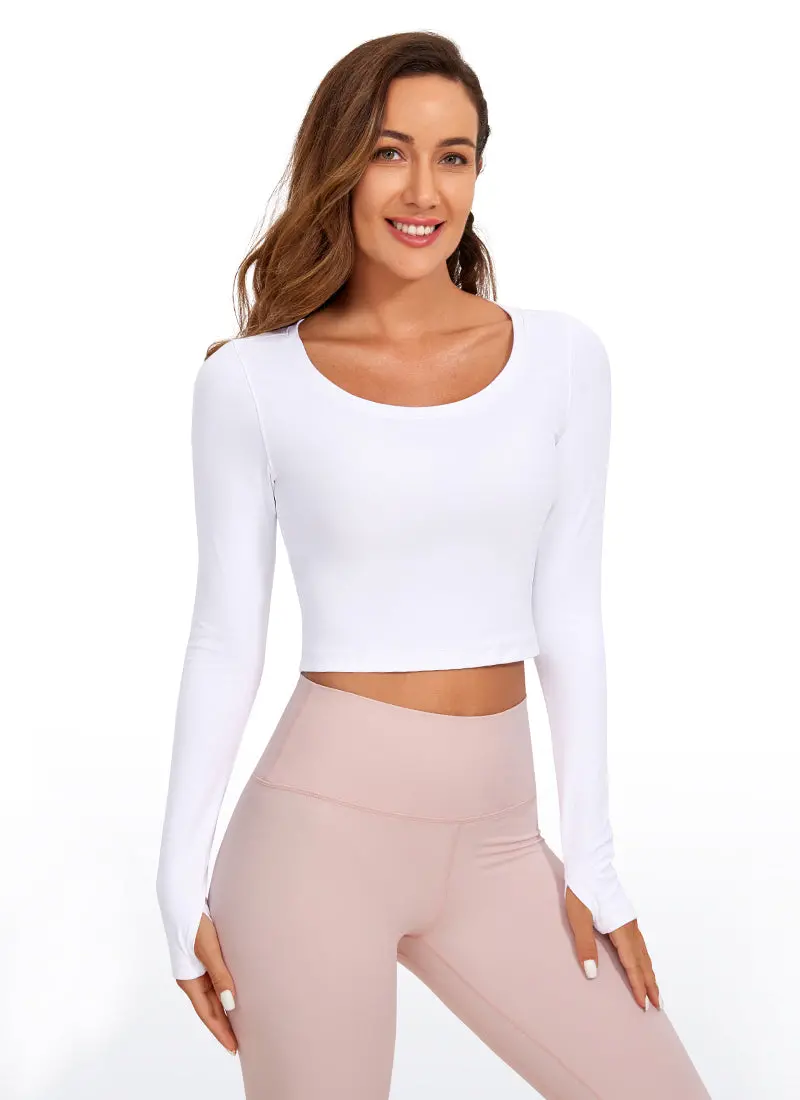 Butterluxe Cropped Long Sleeve Top With Scoop Neck 1