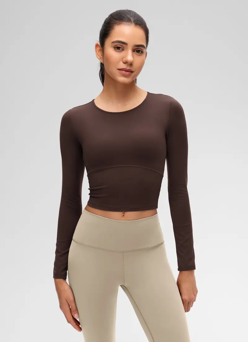 Butterluxe Front-Seam Cropped Long-Sleeve Top 1