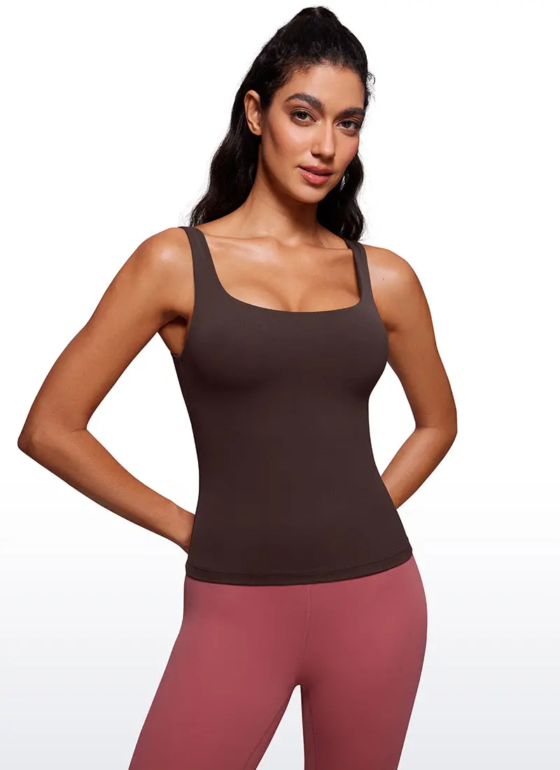 Butterluxe U-Neck Built-In Bra Tank – Waist-Length Fit 1