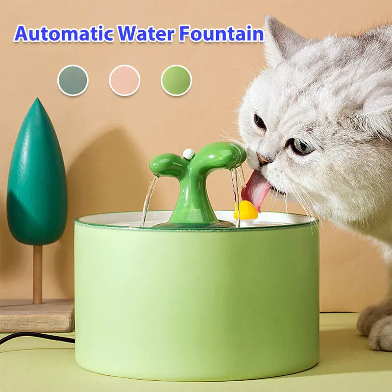 Ceramic Electric Cat Fountain With Circulating Water System 1