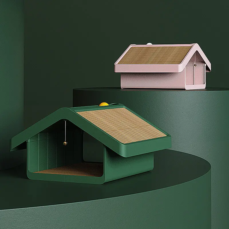 Cozy Cat Cottage With Integrated Scratch-Surface Corrugated Walls 1