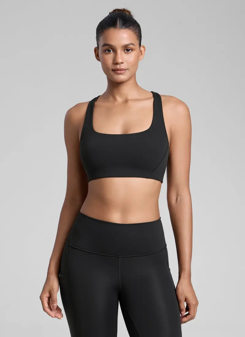 Double-Lined Square-Neck Performance Sports Bra 1