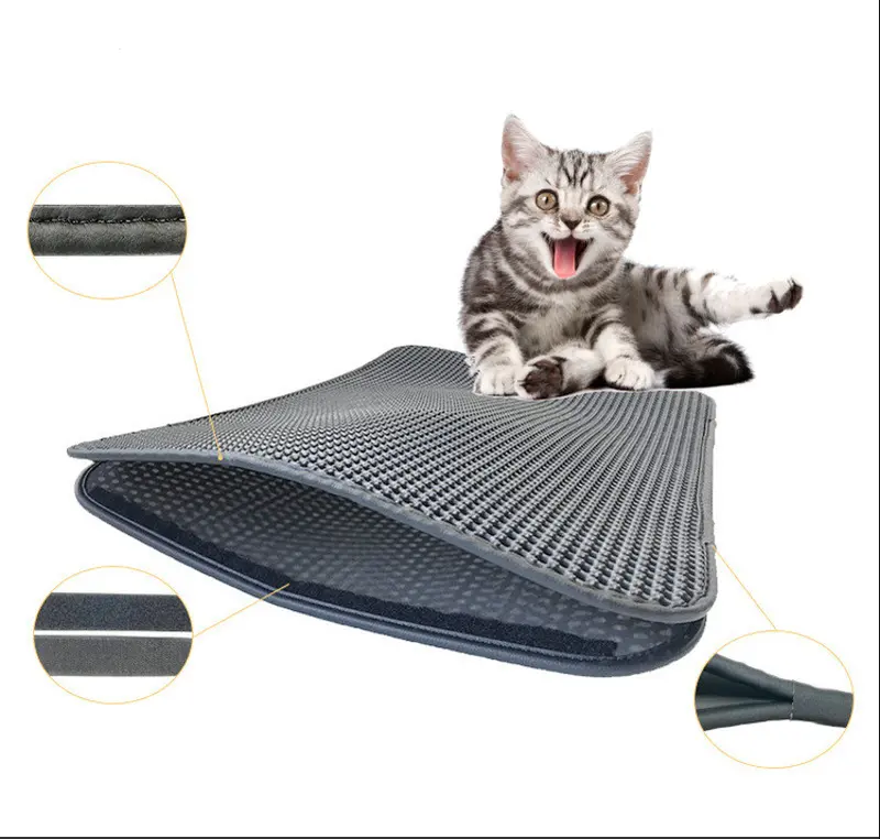 Dual-Layer Cat Litter Mat With Trapping Bristles 1