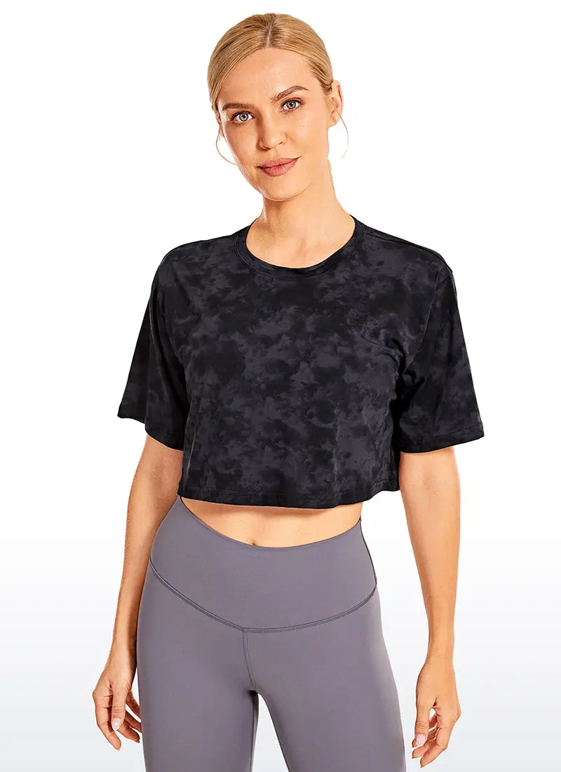 Pima Cotton Cropped Short-Sleeve Top 1