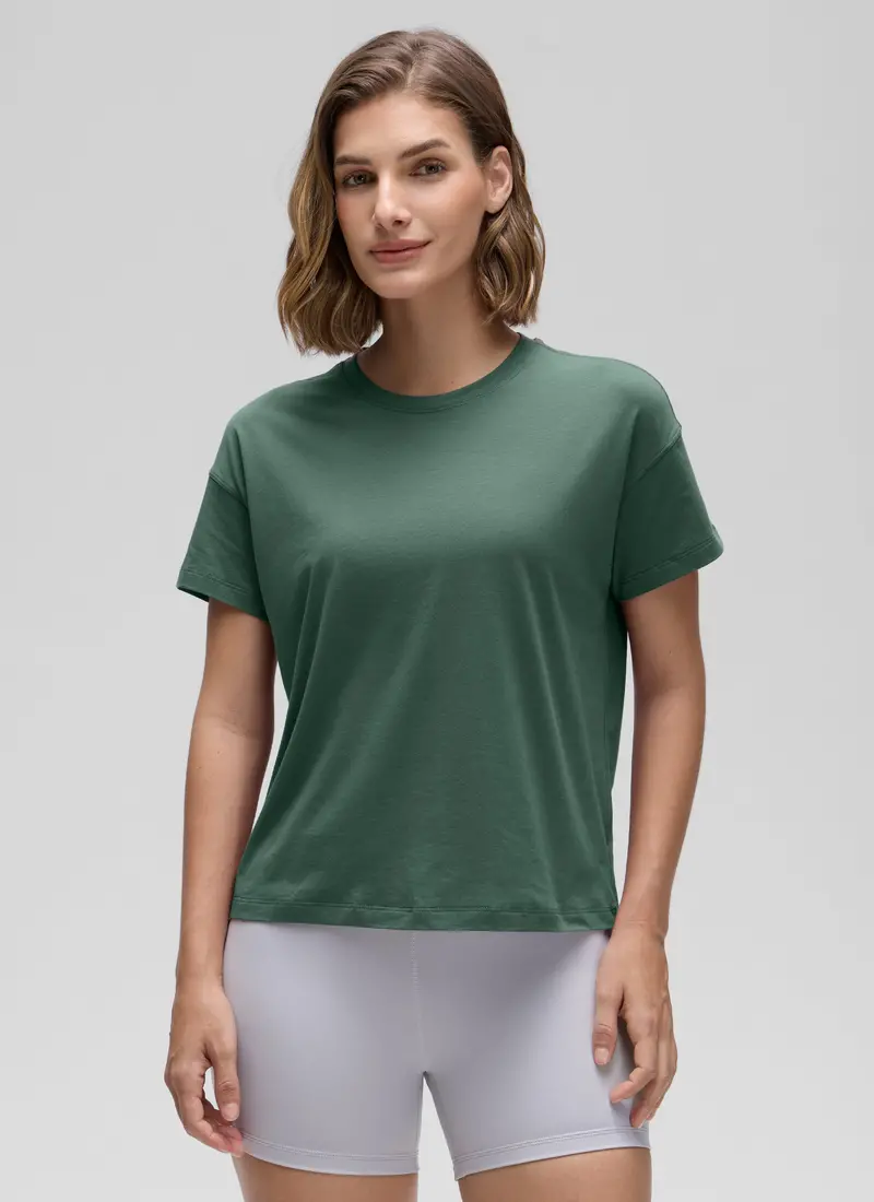 Pima Cotton Relaxed-Fit Short-Sleeve Top 1