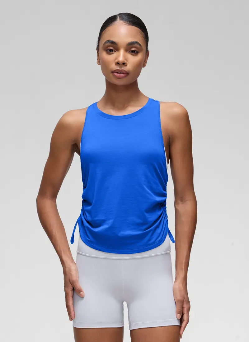 Pima Cotton Ruched-Side Racerback Tank 1