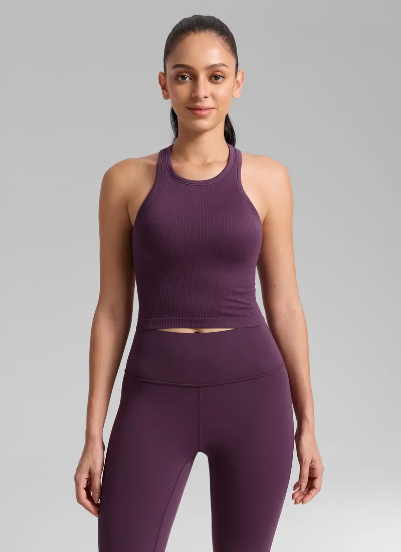 Seamless Ribbed Racerback Crop Tank – Smooth, Sculpting Fit For Active Wear 1