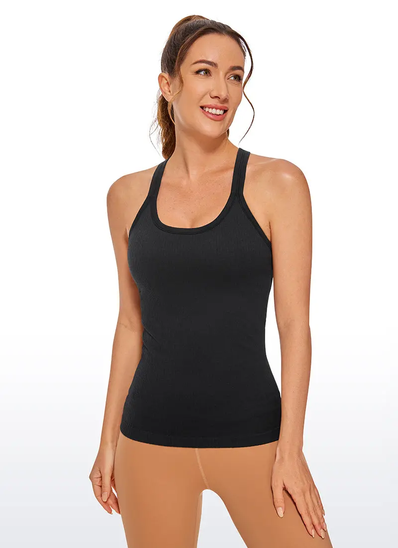 Seamless Ribbed Racerback Tank – Hip-Length Fit 1