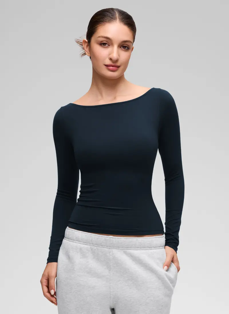Softembrace Boat-Neck Long-Sleeve Top 1
