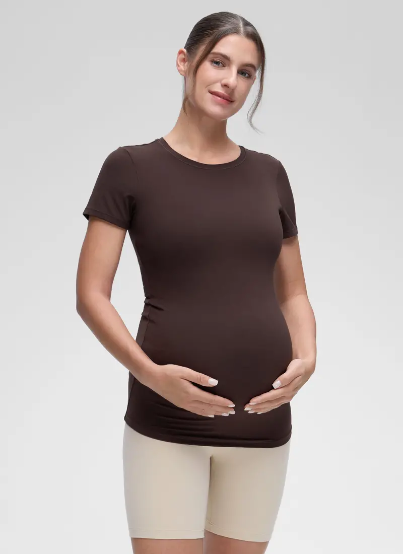 Softembrace Maternity Short-Sleeve Top With Classic Crew Neck 1
