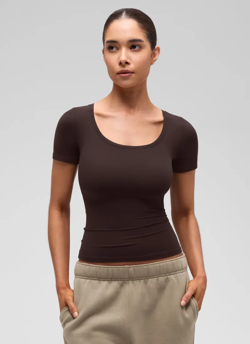 Softembrace U-Neck Short-Sleeve Fitted Top 1