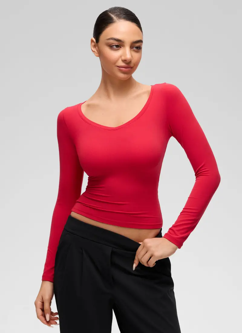 Softembrace V-Neck Long-Sleeve Top 1