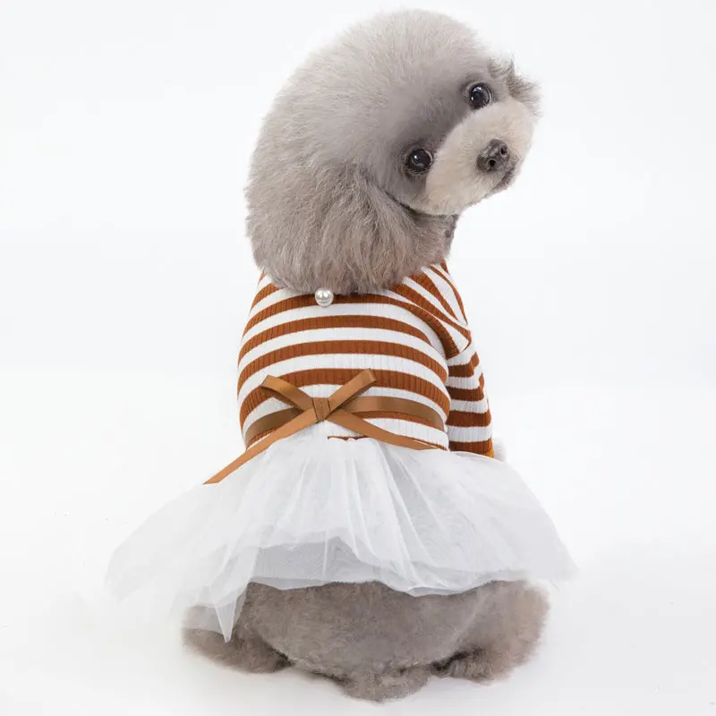 Striped Dog Dress Featuring Flared Skirt Design 1