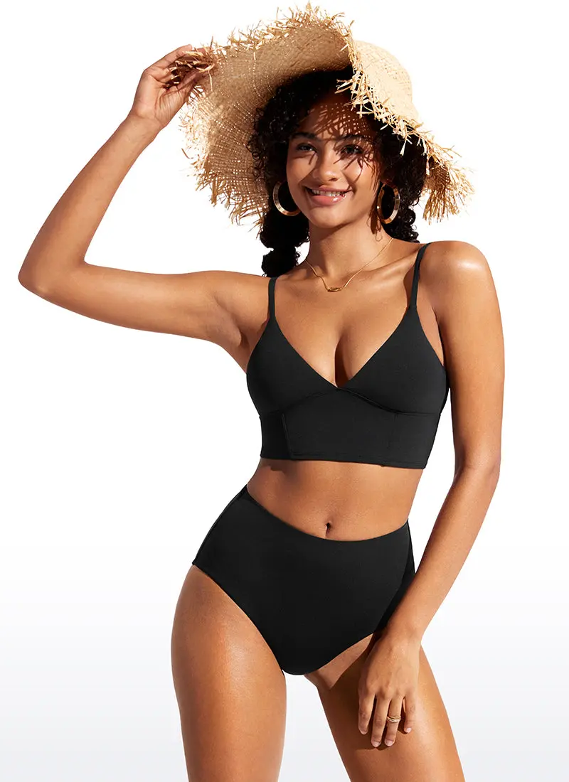 Sunshine Deep V-Neck Bikini Top – Strappy Minimalist Design 1