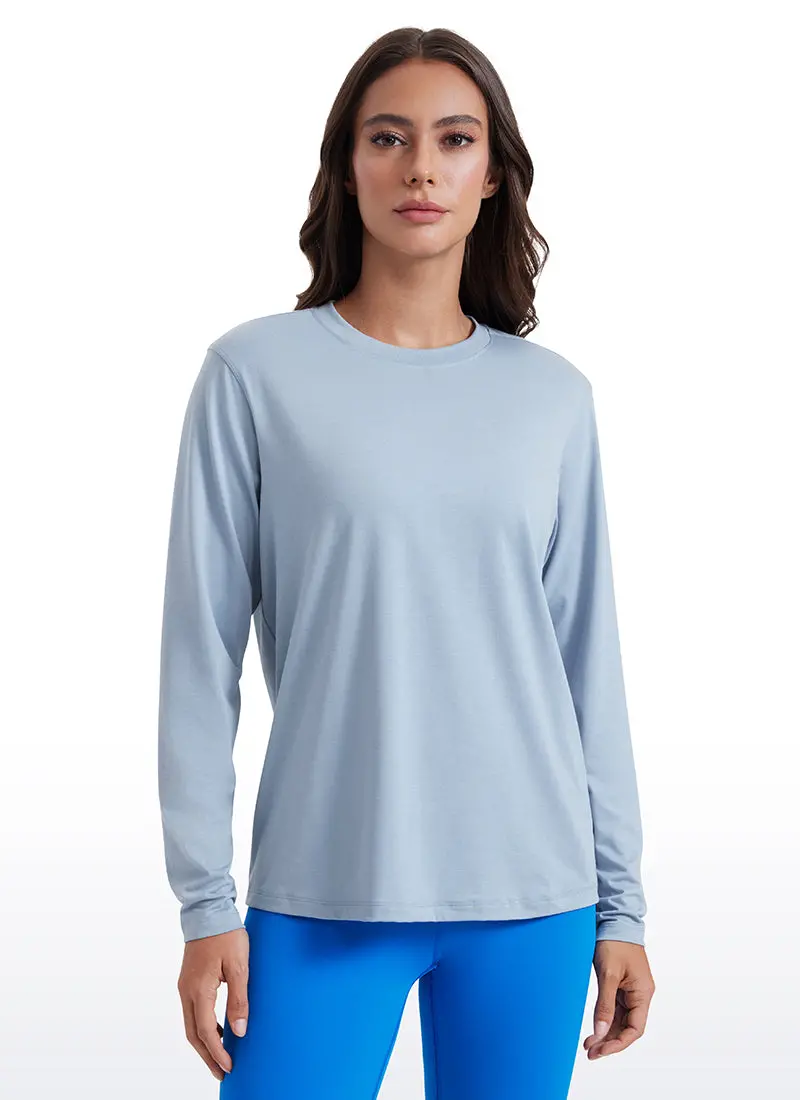 Workout Long-Sleeve Crewneck Top – Hip-Length Cut, Flexible & Breathable 1